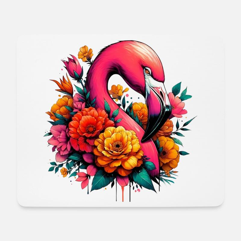 Flamingo - Mousepad (Querformat) - Weiß