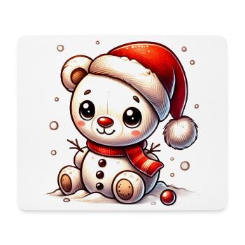 Schneemann-Bär mit Mütze - niedliches Wintermotiv - Mousepad (Querformat) - Weiß - Vorne