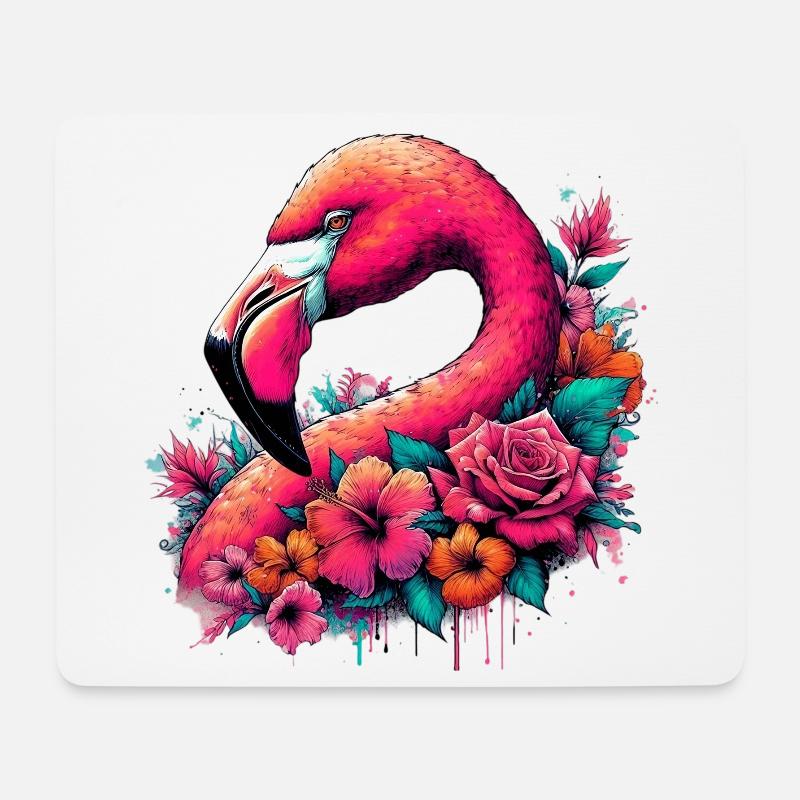 Flamingo - Mousepad (Querformat) - Weiß