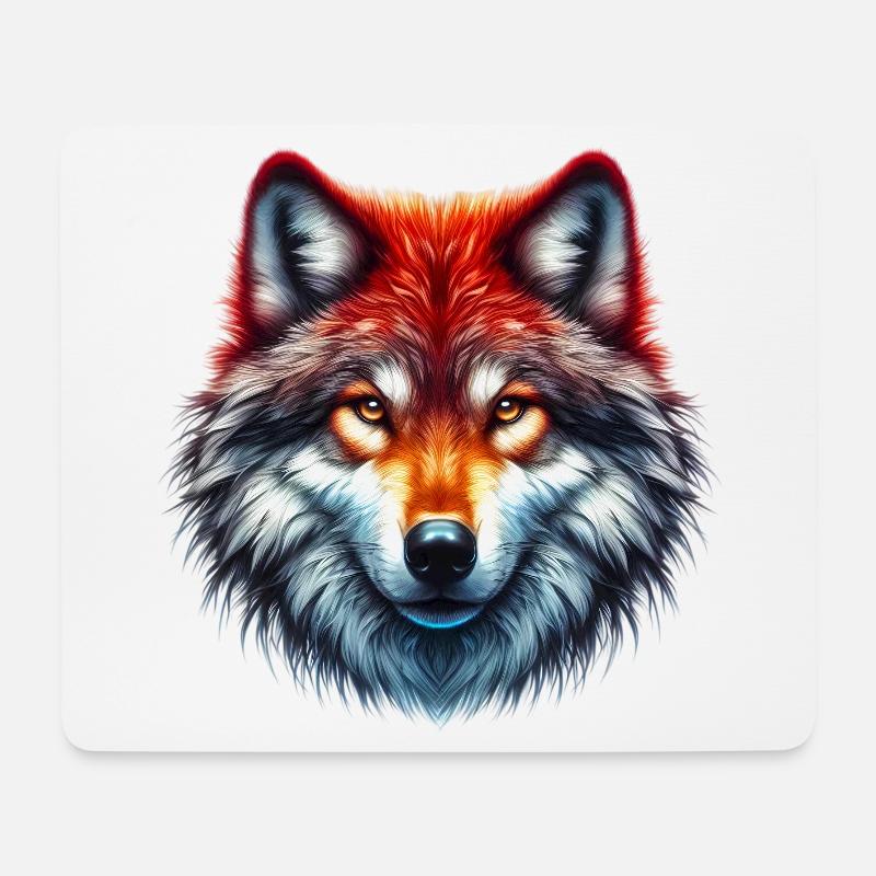 Wolf - Mousepad (Querformat) - Weiß