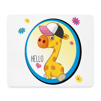 La girafe dit bonjour - Tapis de souris (format paysage) - blanc - Devant