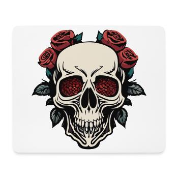 Stylish Skull with Roses and Navy - Mouse Pad (horizontal) - white - Front