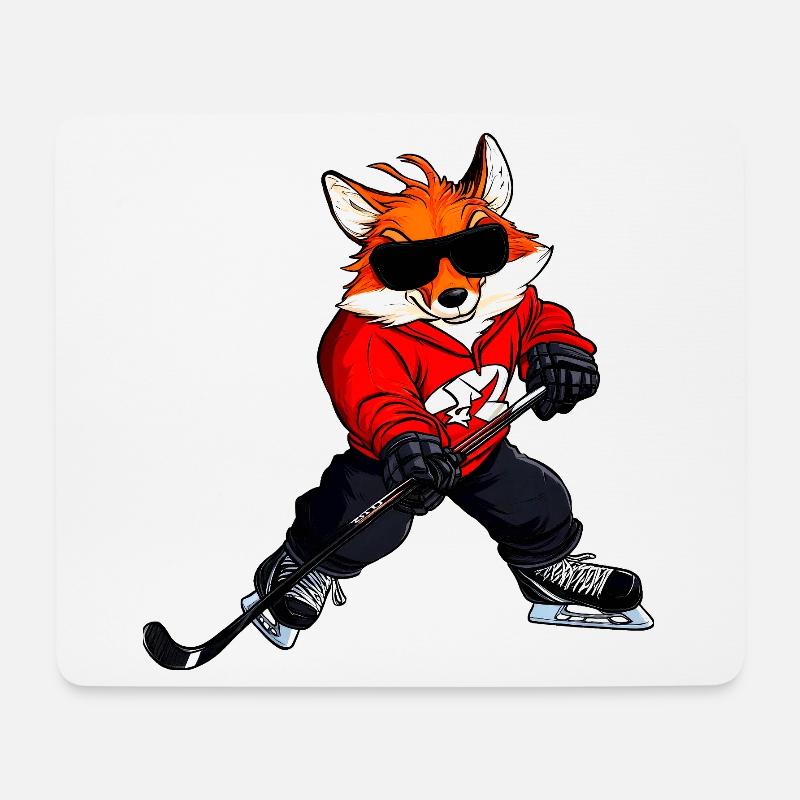 Eishockey Fuchs - Mousepad (Querformat) - Weiß