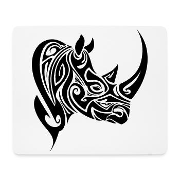 Nashorn Tribal Kopf Tattoo - Mousepad (Querformat) - Weiß - Vorne