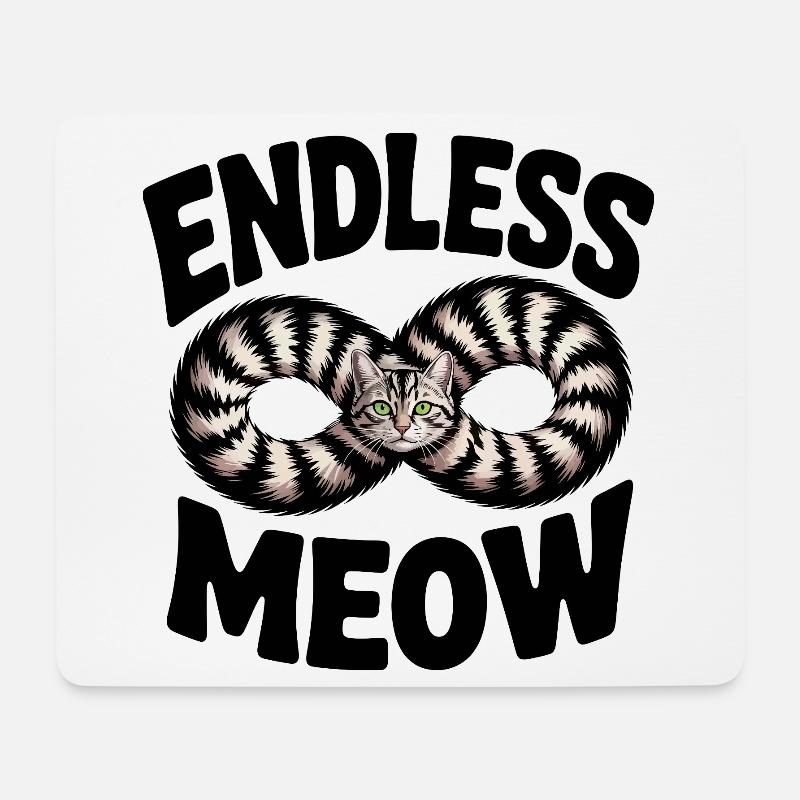 Endlose Miau-Katze - Mousepad (Querformat) - Weiß