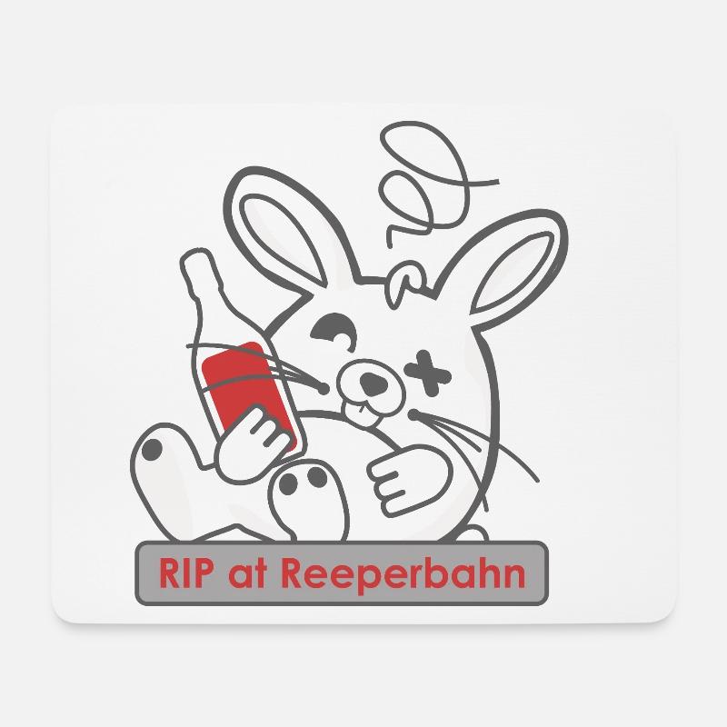 Lustiger Hasenschädel mit Flasche und Reeperbahn - Mousepad (Querformat) - Weiß