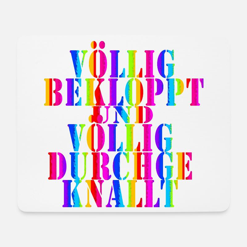 frecher Spruch Vollfarbige Typo Kaleidoskop Retro - Mousepad (Querformat) - Weiß
