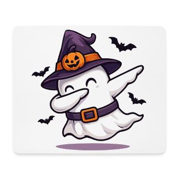 Dabbing Ghost with Witch Hat – Halloween Shirt - Mouse Pad (horizontal) - white - Front