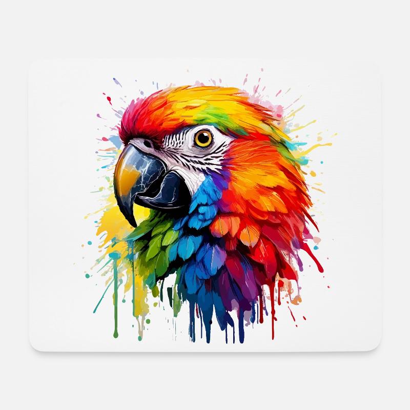 Bunter Paradiespapagei Splash - Mousepad (Querformat) - Weiß