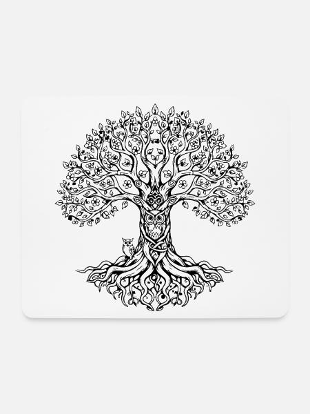 Lebensbaum Design für Hochzeit und schöne Anlässe - Mousepad (Querformat) - Weiß