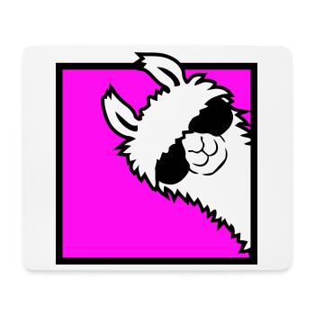 Lama Cool Guckt um Ecke Seite Sonnenbrille Alpaka - Mousepad (Querformat) - Weiß - Vorne