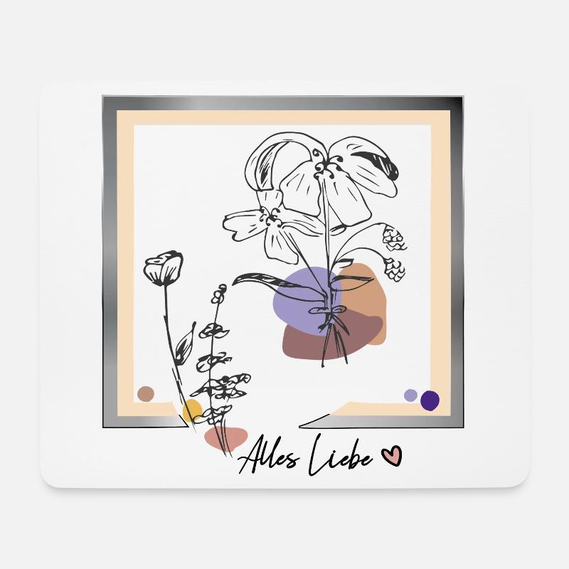 Bilderrahmen mit Blumen - Mousepad (Querformat) - Weiß