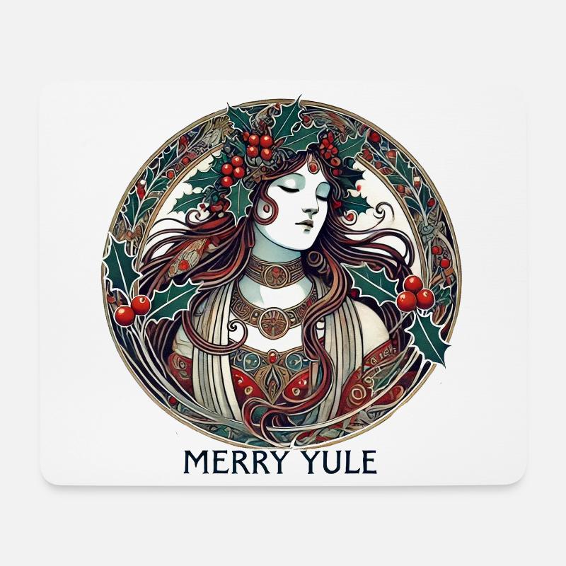 Yule Maiden Stechpalmenkreis - Mousepad (Querformat) - Weiß