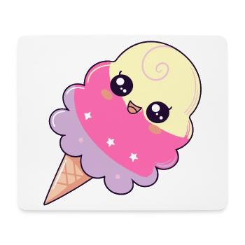 Pastellfarbene Kawaii Eissterne - Mousepad (Querformat) - Weiß - Vorne