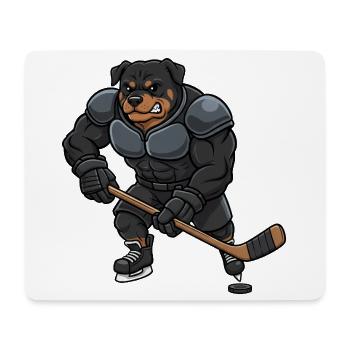 Cooler Rottweiler Eishockeyspieler Herrchen Sport - Mousepad (Querformat) - Weiß - Vorne