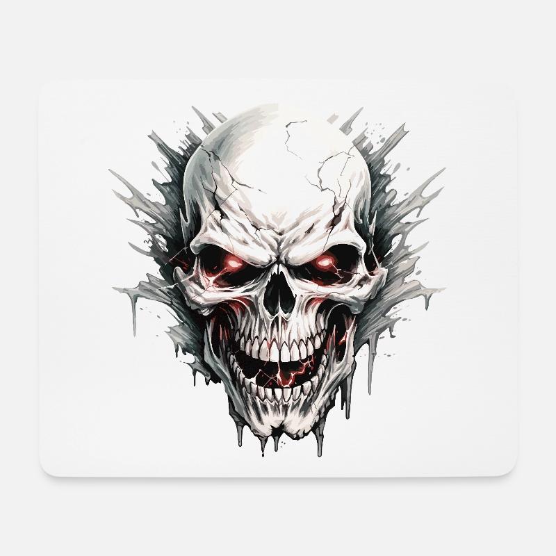 Totenkopf Totenschädel Skelett Motorrad Biker Gang - Mousepad (Querformat) - Weiß