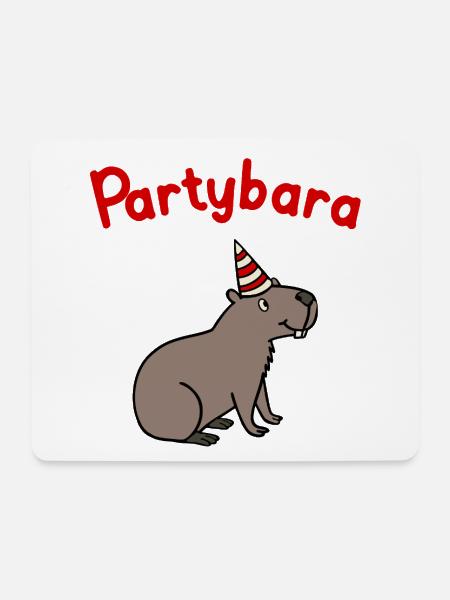 Partybara – das fröhliche Capybara mit Partyhut - Mousepad (Querformat) - Weiß
