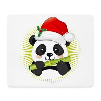 Niedlicher Panda mit Weihnachtsmütze und Bambus - Mousepad (Querformat) - Weiß - Vorne