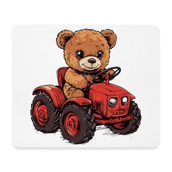 Teddybär auf rotem Traktor - Mousepad (Querformat) - Weiß - Vorne