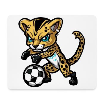 Bande dessinée de football guépard - Tapis de souris (format paysage) - blanc - Devant