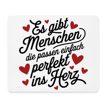 Es gibt Menschen die passen perfekt ins Herz - Mousepad (Querformat) - Weiß - Vorne