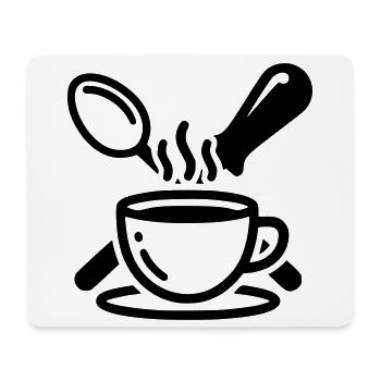Barista Logo Siebträger Dampf Vektor - Mousepad (Querformat) - Weiß - Vorne