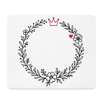 Wreath flower wreath with crown and heart - Mouse Pad (horizontal) - white - Front
