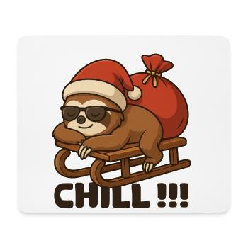 Chilliges Weihnachtsfaultier auf Schlitten - Mousepad (Querformat) - Weiß - Vorne