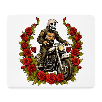 Roses Squelette Motocycliste - Tapis de souris (format paysage) - blanc - Devant