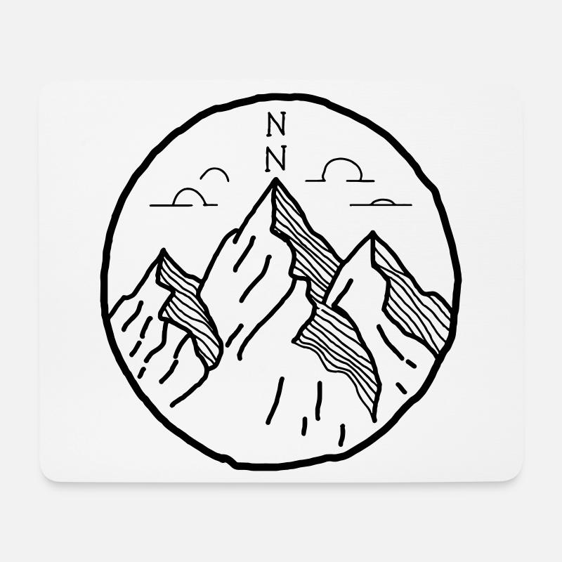 Berge Outdoor Motiv als Zeichnung - Mousepad (Querformat) - Weiß