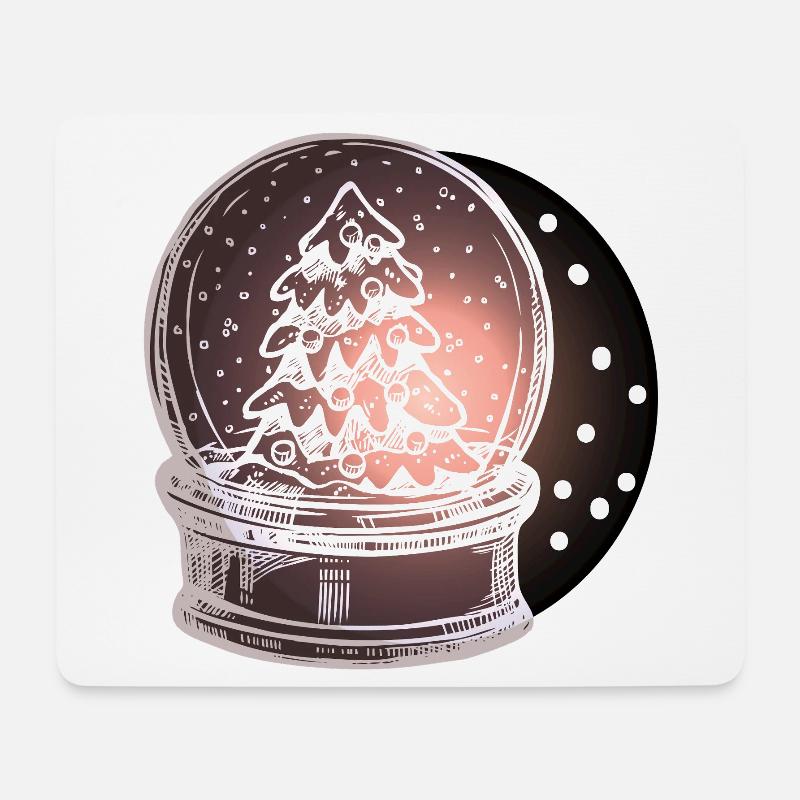 Schneekugel Weihnachtsbaum - Mousepad (Querformat) - Weiß