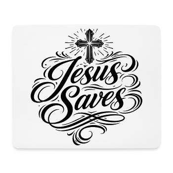 Jesus Saves Christlicher Spruch - Mousepad (Querformat) - Weiß - Vorne