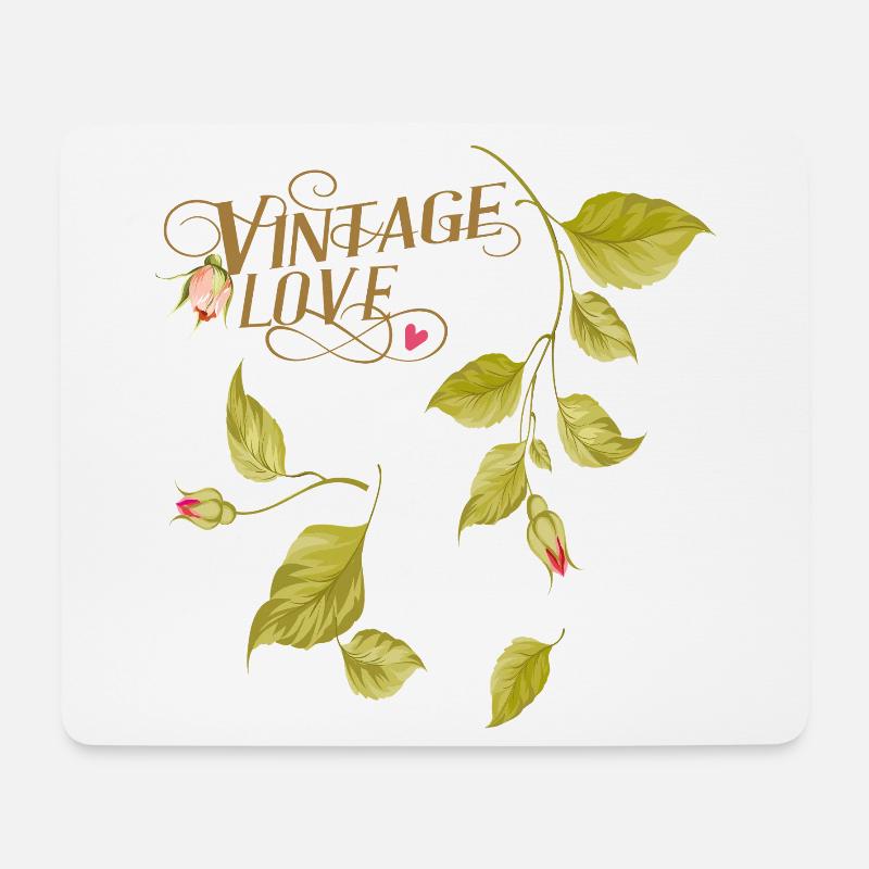 Vintage Love Rosenranken - Mousepad (Querformat) - Weiß