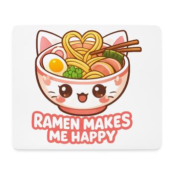 Kawaii Cats Ramen Nouilles Japon Ukiyo-E Rétro - Tapis de souris (format paysage) - blanc - Devant