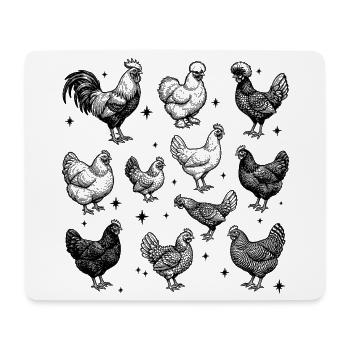 Design de tatouage de poulets dans le style vintage des années 90 - Tapis de souris (format paysage) - blanc - Devant