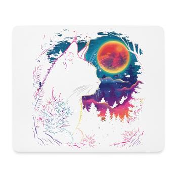 Katzenschlaf in Neon-Nacht - Mousepad (Querformat) - Weiß - Vorne