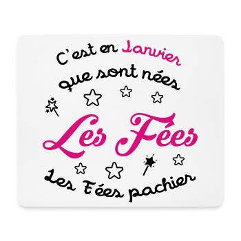 Anniversaire janvier  - Les Fées pas chier ! - Tapis de souris (format paysage) - blanc - Devant