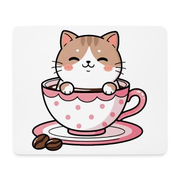Chat Douillet dans une tasse rose - Tapis de souris (format paysage) - blanc - Devant
