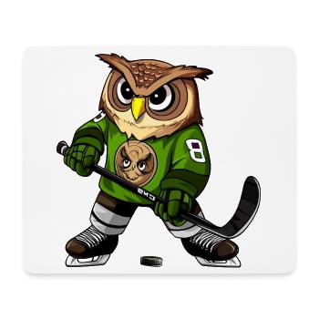Eule Eishockey - Mousepad (Querformat) - Weiß - Vorne