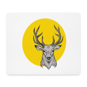 Tête de cerf dans le cercle jaune - Tapis de souris (format paysage) - blanc - Devant