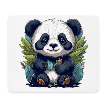 Le panda dans la forêt de feuilles - Tapis de souris (format paysage) - blanc - Devant