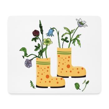 Gartenstiefel mit Wildblumen - Mousepad (Querformat) - Weiß - Vorne