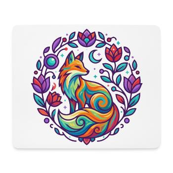 Bunter Fuchs Blumen Mandala Lila Mädchen Design - Mousepad (Querformat) - Weiß - Vorne