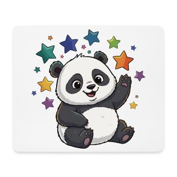 Panda Sternenfest bunte Sterne - Mousepad (Querformat) - Weiß - Vorne