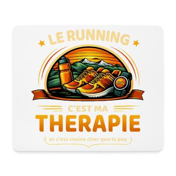 Le running c’est ma thérapie humour course à pied - Tapis de souris (format paysage) - blanc - Devant