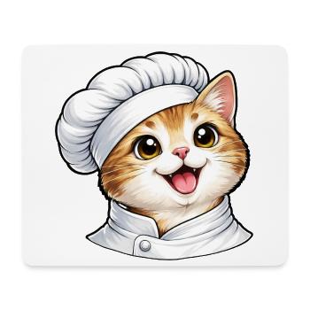 Motif de dessin animé Chat Chef mignon - Tapis de souris (format paysage) - blanc - Devant