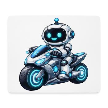 Roboter auf Motorrad - Mousepad (Querformat) - Weiß - Vorne
