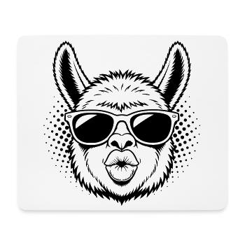 Cooles Alpaka mit Sonnenbrille Kussmund - Mousepad (Querformat) - Weiß - Vorne