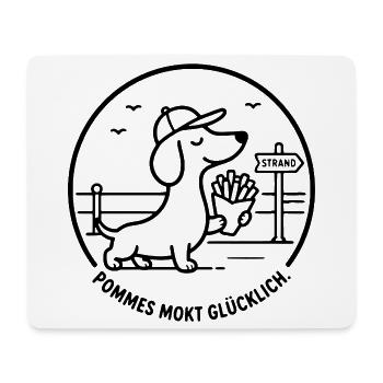 Pommes mokt glücklich Strand Meer Moin Nordisch - Mousepad (Querformat) - Weiß - Vorne