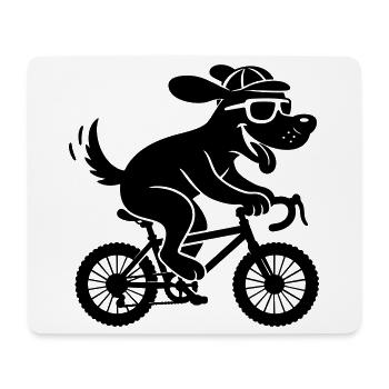 Cooler Hund auf Fahrrad Radfahrer - Mousepad (Querformat) - Weiß - Vorne